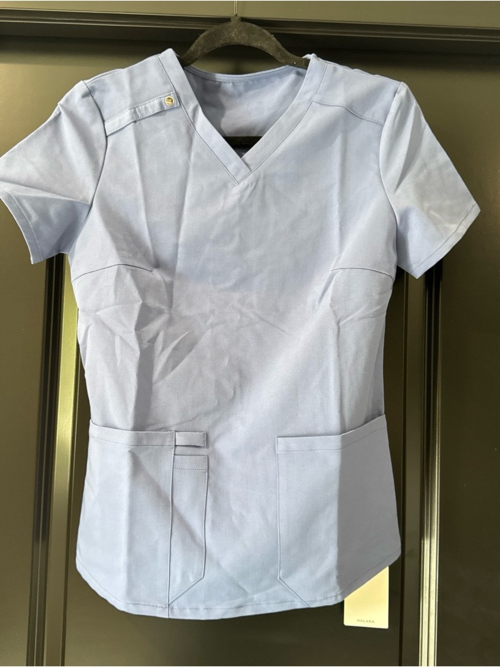 Halara Women's Blue Short Sleeve Scrub Top Size     X-Small